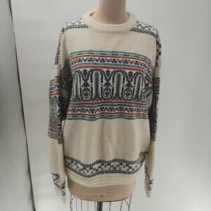 Vintage 90s Concrete Brand Sweater Size M Crazy Pattern Multi Color Acrylic